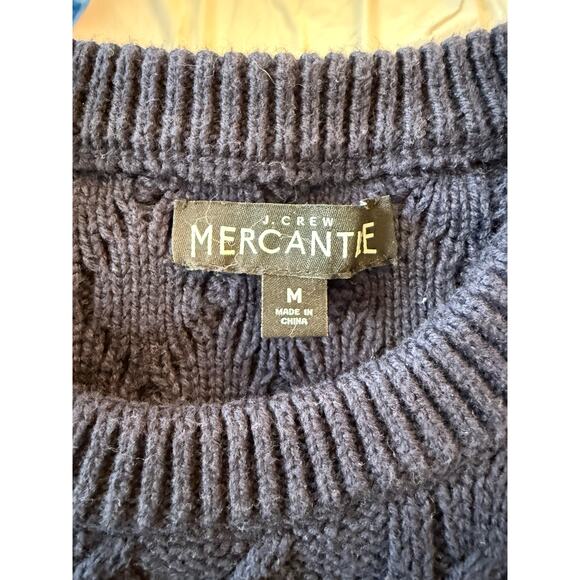J.Crew Mercantile Long Sleeve Cable Knit Pullover Sweater Blue Women's Medium - Picture 5 of 8